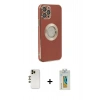 MARSİLYAN™- iPhone 12 Pro Max Kılıf İz Form Serisi - Siyah Polymer Nano Ekran Koruyucu + Shine Kamera Lens - GD