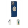 MARSİLYAN™- iPhone 12 Pro Max Kılıf İz Form Serisi - Siyah Polymer Nano Ekran Koruyucu + Shine Kamera Lens - LT