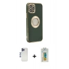 MARSİLYAN™- iPhone 12 Pro Max Kılıf İz Form Serisi - Siyah Polymer Nano Ekran Koruyucu + Shine Kamera Lens - LT