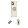 MARSİLYAN™- iPhone 12 Pro Max Kılıf İz Form Serisi - Siyah Polymer Nano Ekran Koruyucu + Metal Kamera Lens Koruma Cam - GS