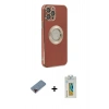 MARSİLYAN™- iPhone 12 Pro Max Kılıf İz Form Serisi - Siyah Polymer Nano Ekran Koruyucu + Metal Kamera Lens Koruma Cam - KI