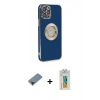 MARSİLYAN™- iPhone 12 Pro Max Kılıf İz Form Serisi - Siyah Polymer Nano Ekran Koruyucu + Metal Kamera Lens Koruma Cam - KI