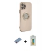 MARSİLYAN™- iPhone 12 Pro Max Kılıf İz Form Serisi - Siyah Polymer Nano Ekran Koruyucu + Shine Kamera Lens Koruma Cam - PE