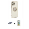 MARSİLYAN™- iPhone 12 Pro Max Kılıf İz Form Serisi - Siyah Polymer Nano Ekran Koruyucu + Renkli Kamera Lens Koruma Cam - MI