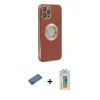MARSİLYAN™- iPhone 12 Pro Max Kılıf İz Form Serisi - Siyah Polymer Nano Ekran Koruyucu + Shine Kamera Lens Koruma Cam - GD