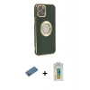 MARSİLYAN™- iPhone 12 Pro Max Kılıf İz Form Serisi - Siyah Polymer Nano Ekran Koruyucu + Shine Kamera Lens Koruma Cam - GD