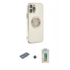 MARSİLYAN™- iPhone 12 Pro Max Kılıf İz Form Serisi - Siyah Polymer Nano Ekran Koruyucu + Renkli Kamera Lens Koruma Cam - YL