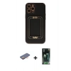 MARSİLYAN™- iPhone 12 Pro Max Kılıf Kozmos Minimal Prime - Şeffaf 360 Full Body Arka Koruyucu + Turuncu Renkli Kamera Lens Koruma Cam