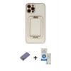 MARSİLYAN™- iPhone 12 Pro Max Kılıf Kozmos Minimal Prime - Şeffaf Royal Nano Ekran Koruyucu + Metal Kamera Lens Koruma Cam - GD