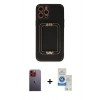 MARSİLYAN™- iPhone 12 Pro Max Kılıf Kozmos Minimal Prime - Şeffaf Royal Nano Ekran Koruyucu + Neon Fosforlu Kamera Lens - TU