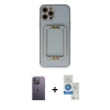 MARSİLYAN™- iPhone 12 Pro Max Kılıf Kozmos Minimal Prime - Şeffaf Royal Nano Ekran Koruyucu + Neon Fosforlu Kamera Lens - BZ