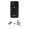 MARSİLYAN™- iPhone 12 Pro Max Kılıf Kozmos Minimal Prime - Şeffaf Royal Nano Ekran Koruyucu + Siyah Shine Kamera Lens Koruma Cam