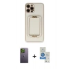 MARSİLYAN™- iPhone 12 Pro Max Kılıf Kozmos Minimal Prime - Şeffaf Royal Nano Ekran Koruyucu + Neon Fosforlu Kamera Lens - YL
