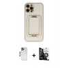 MARSİLYAN™- iPhone 12 Pro Max Kılıf Kozmos Minimal Prime - Şeffaf Temperli Cam Ekran Koruyucu + Lacivert Shine Kamera Lens