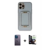 MARSİLYAN™- iPhone 12 Pro Max Kılıf Kozmos Minimal Prime - Şeffaf Temperli Cam Ekran Koruyucu + Neon Fosforlu Kamera Lens - MI