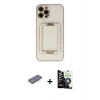 MARSİLYAN™- iPhone 12 Pro Max Kılıf Kozmos Minimal Prime - Şeffaf Temperli Cam Ekran Koruyucu + Renkli Kamera Lens Koruma Cam - MI