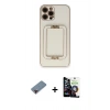 MARSİLYAN™- iPhone 12 Pro Max Kılıf Kozmos Minimal Prime - Şeffaf Temperli Cam Ekran Koruyucu + Metal Kamera Lens Koruma Cam - KI