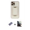 MARSİLYAN™- iPhone 12 Pro Max Kılıf Kozmos Minimal Prime - Şeffaf Temperli Cam Ekran Koruyucu + Metal Kamera Lens Koruma Cam - GD