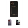 MARSİLYAN™- iPhone 12 Pro Max Kılıf Kozmos Minimal Prime - Şeffaf Temperli Cam Ekran Koruyucu + Neon Fosforlu Kamera Lens - TU