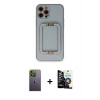 MARSİLYAN™- iPhone 12 Pro Max Kılıf Kozmos Minimal Prime - Şeffaf Temperli Cam Ekran Koruyucu + Neon Fosforlu Kamera Lens - YL