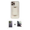 MARSİLYAN™- iPhone 12 Pro Max Kılıf Kozmos Minimal Prime - Şeffaf Temperli Cam Ekran Koruyucu + Neon Fosforlu Kamera Lens - YL
