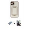 MARSİLYAN™- iPhone 12 Pro Max Kılıf Kozmos Minimal Prime - Şeffaf Temperli Cam Ekran Koruyucu + Shine Kamera Lens Koruma Cam - PE