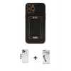 MARSİLYAN™- iPhone 12 Pro Max Kılıf Kozmos Minimal Prime - Şeffaf Uv Polymer Nano Ekran Koruyucu + Lacivert Shine Kamera Lens