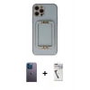 MARSİLYAN™- iPhone 12 Pro Max Kılıf Kozmos Minimal Prime - Şeffaf Uv Polymer Nano Ekran Koruyucu + Neon Fosforlu Kamera Lens - MI