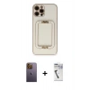 MARSİLYAN™- iPhone 12 Pro Max Kılıf Kozmos Minimal Prime - Şeffaf Uv Polymer Nano Ekran Koruyucu + Neon Fosforlu Kamera Lens - SI