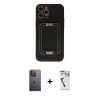 MARSİLYAN™- iPhone 12 Pro Max Kılıf Kozmos Minimal Prime - Şeffaf Uv Polymer Nano Ekran Koruyucu + Neon Fosforlu Kamera Lens - SI