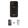 MARSİLYAN™- iPhone 12 Pro Max Kılıf Kozmos Minimal Prime - Şeffaf Uv Polymer Nano Ekran Koruyucu + Neon Fosforlu Kamera Lens - TU