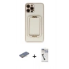 MARSİLYAN™- iPhone 12 Pro Max Kılıf Kozmos Minimal Prime - Şeffaf Uv Polymer Nano Ekran Koruyucu + Renkli Kamera Lens Koruma Cam - SI