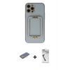 MARSİLYAN™- iPhone 12 Pro Max Kılıf Kozmos Minimal Prime - Şeffaf Uv Polymer Nano Ekran Koruyucu + Renkli Kamera Lens Koruma Cam - SI