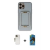 MARSİLYAN™- iPhone 12 Pro Max Kılıf Kozmos Minimal Prime - Siyah 18D Cam Ekran Koruyucu + Gold Shine Kamera Lens