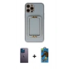 MARSİLYAN™- iPhone 12 Pro Max Kılıf Kozmos Minimal Prime - Siyah 18D Cam Ekran Koruyucu + Neon Fosforlu Kamera Lens - MI