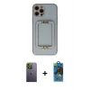 MARSİLYAN™- iPhone 12 Pro Max Kılıf Kozmos Minimal Prime - Siyah 18D Cam Ekran Koruyucu + Neon Fosforlu Kamera Lens - YL