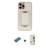 MARSİLYAN™- iPhone 12 Pro Max Kılıf Kozmos Minimal Prime - Siyah 20D Premium Cam Ekran Koruyucu + Gold Shine Kamera Lens Koruma Cam