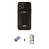 MARSİLYAN™- iPhone 12 Pro Max Kılıf Kozmos Minimal Prime - Siyah 20D Premium Cam Ekran Koruyucu + Shine Kamera Lens Koruma Cam - PE