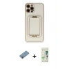 MARSİLYAN™- iPhone 12 Pro Max Kılıf Kozmos Minimal Prime - Siyah 20D Premium Cam Ekran Koruyucu + Shine Kamera Lens Koruma Cam - GI