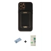 MARSİLYAN™- iPhone 12 Pro Max Kılıf Kozmos Minimal Prime - Siyah 20D Premium Cam Ekran Koruyucu + Shine Kamera Lens Koruma Cam - MI