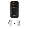 MARSİLYAN™- iPhone 12 Pro Max Kılıf Kozmos Minimal Prime - Siyah 20D Premium Cam Ekran Koruyucu + Shine Kamera Lens - LT