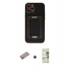MARSİLYAN™- iPhone 12 Pro Max Kılıf Kozmos Minimal Prime - Siyah 20D Premium Cam Ekran Koruyucu + Shine Kamera Lens Koruma Cam - SABE
