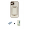MARSİLYAN™- iPhone 12 Pro Max Kılıf Kozmos Minimal Prime - Siyah 20D Premium Cam Ekran Koruyucu + Shine Kamera Lens Koruma Cam - MI