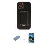 MARSİLYAN™- iPhone 12 Pro Max Kılıf Kozmos Minimal Prime - Siyah 34D Izgaralı Cam + Gümüş Shine Kamera Lens Koruma Cam