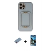 MARSİLYAN™- iPhone 12 Pro Max Kılıf Kozmos Minimal Prime - Siyah 34D Izgaralı Cam + Pembe Shine Kamera Lens Koruma Cam