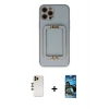 MARSİLYAN™- iPhone 12 Pro Max Kılıf Kozmos Minimal Prime - Siyah 34D Izgaralı Cam + Shine Kamera Lens - GD