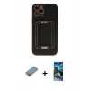 MARSİLYAN™- iPhone 12 Pro Max Kılıf Kozmos Minimal Prime - Siyah 34D Izgaralı Cam + Shine Kamera Lens Koruma Cam - GI