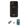 MARSİLYAN™- iPhone 12 Pro Max Kılıf Kozmos Minimal Prime - Siyah 34D Izgaralı Cam + Shine Kamera Lens Koruma Cam - SH
