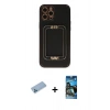 MARSİLYAN™- iPhone 12 Pro Max Kılıf Kozmos Minimal Prime - Siyah 34D Izgaralı Cam + Shine Kamera Lens Koruma Cam - MI