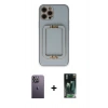 MARSİLYAN™- iPhone 12 Pro Max Kılıf Kozmos Minimal Prime - Siyah 360 Mat Full Body Arka Koruyucu + Neon Fosforlu Kamera Lens - BZ